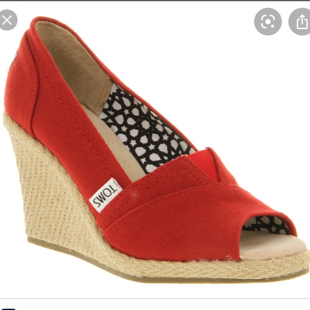 Toms Red Wedge Peep Toe Shoes